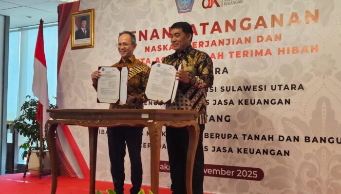 Pemprov Sulut Hibahkan Aset kepada OJK untuk Perkuat Sinergitas dan Dukungan Ekonomi Daerah